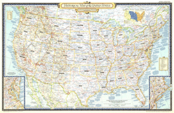 US Historical 1953 Wall Map National Geographic