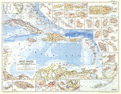 West Indies 1962 Wall Map National Geographic