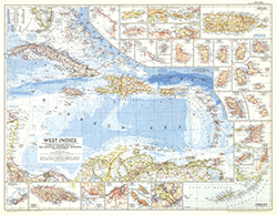 West Indies 1954 Wall Map