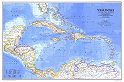 West Indies and Central America 1981 Wall Maps by National Geographic