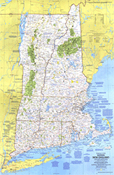 Western New England US 1975 Wall Map