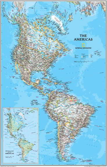 The Americas Political Wall Map