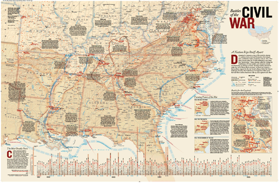 Battles of the Civil War Wall Map