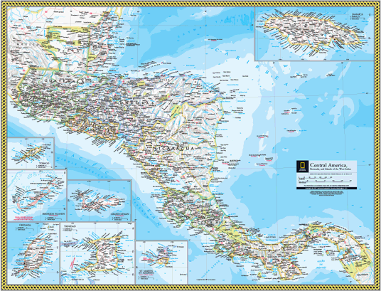 Central America Wall Map