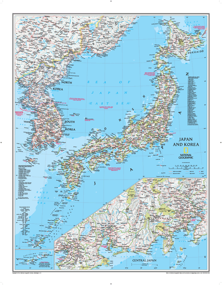 Japan/Korea Political Wall Map