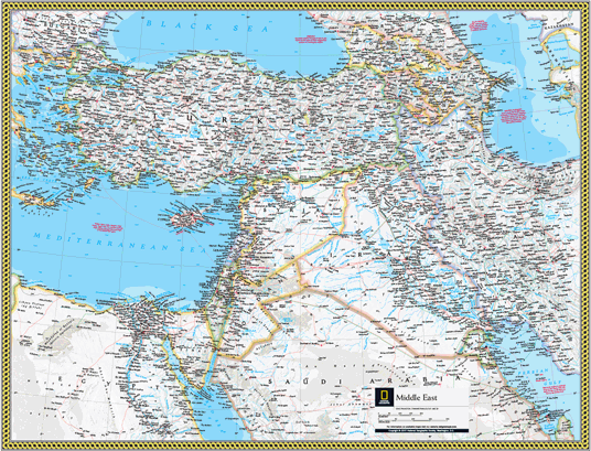 Middle East Political Wall Map