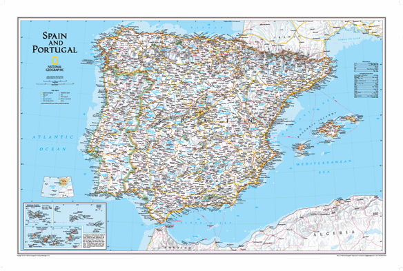 Spain / Portugal Political Wall Map