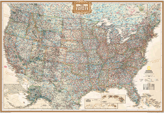 US Executive Wall Map (Antique Tones)