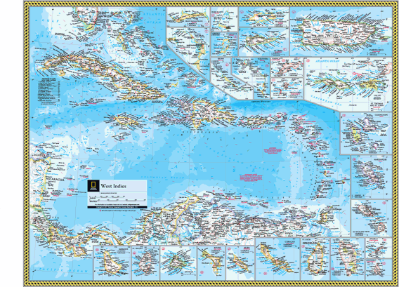 West Indies Wall Map