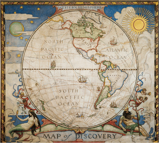 Western Hemisphere Wall Map