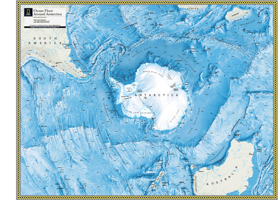 Antarctic Ocean Floor Wall Map