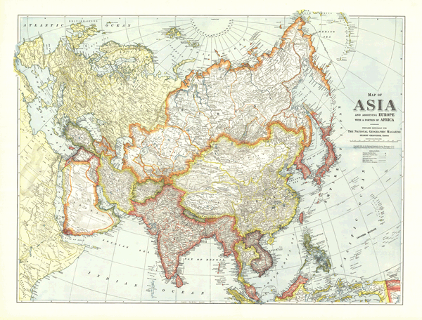 Asia 1921 Wall Map