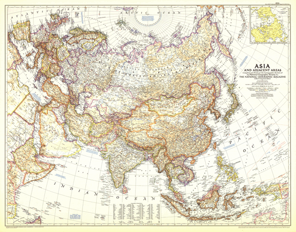 Asia 1951 Wall Map