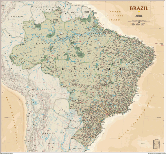 Brazil Executive Wall Map