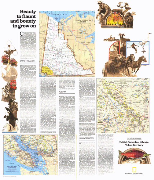 British Columbia, Alberta and Yukon Wall Map 1978