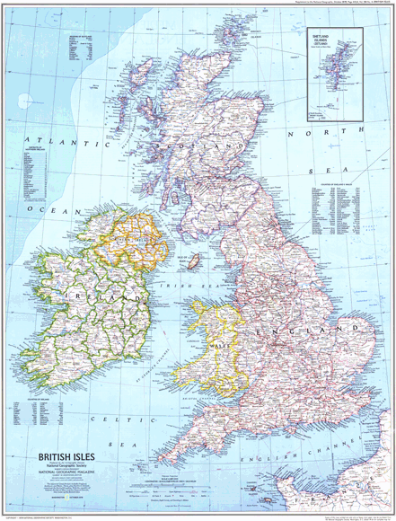British Isles 1979 Wall Map