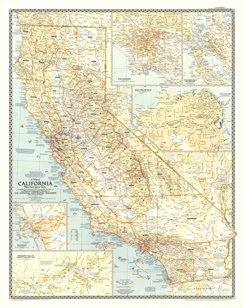 California 1954 Wall Map