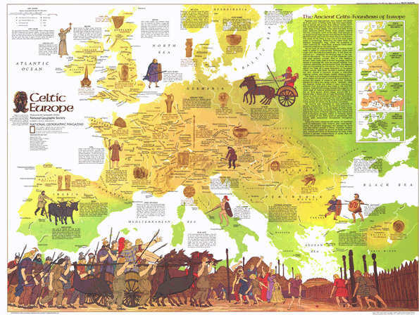 Celtic Europe 1977 Wall Map