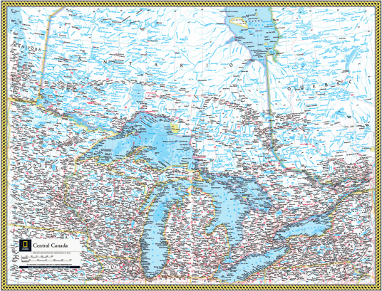 Central Canada Wall Map