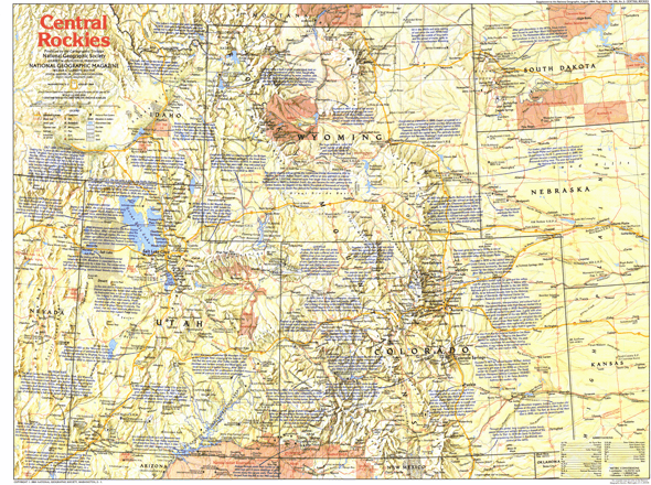 Central Rockies 1984 Wall Map