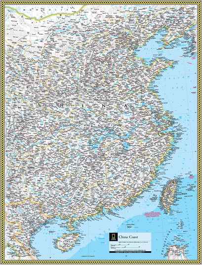 China Coast Wall Map