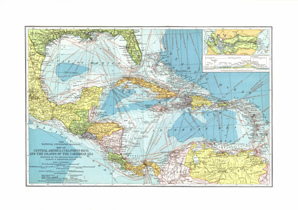 Cuba and Puerto Rico 1913 Wall Map