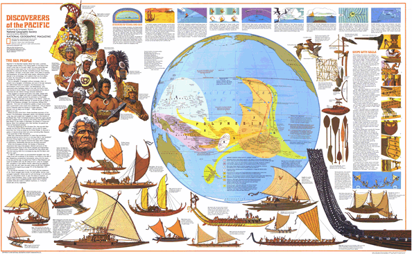 Discoveries of the Pacific 1974 Wall Map