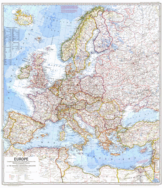 Europe 1969 Wall Map