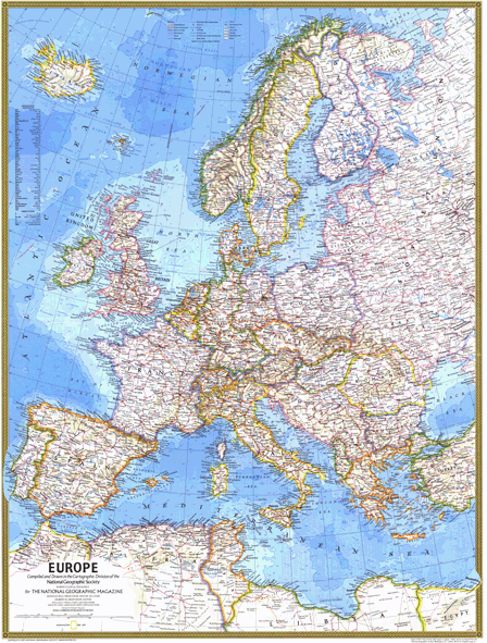 Europe 1977 Wall Map