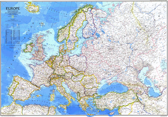 Europe 1983 Wall Map