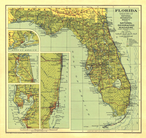 Florida 1930 Wall Map