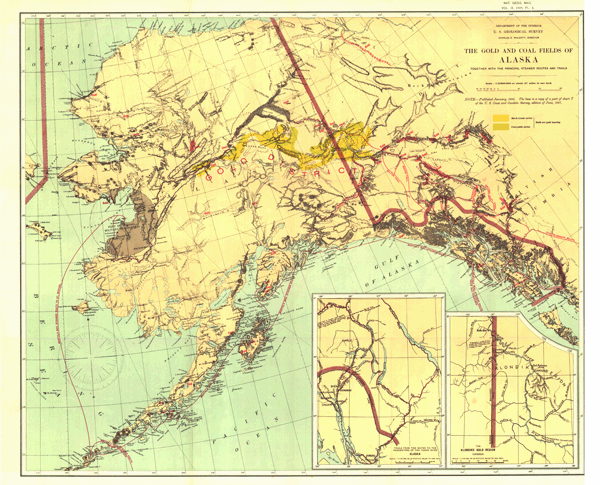 Gold and Coal Fields of Alaska Wall Map