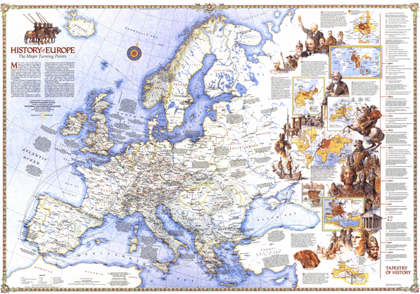 History of Europe 1983 Wall Map