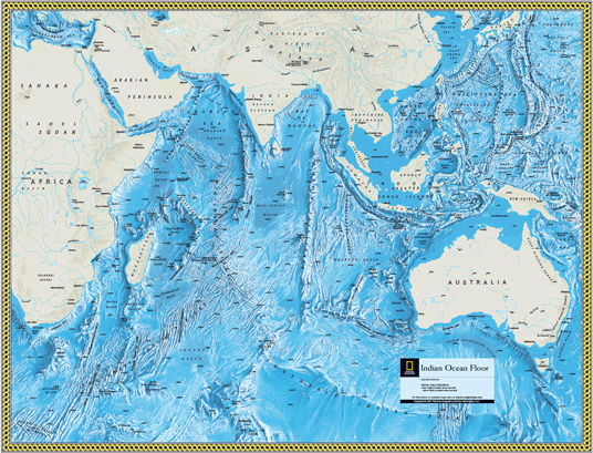 Indian Ocean Floor Wall Map