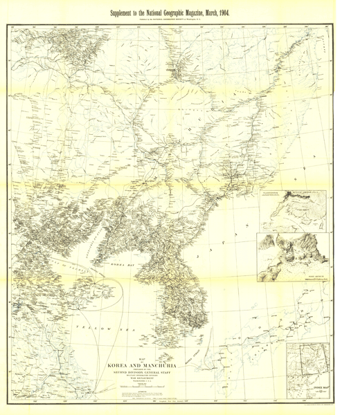 Korea and Manchuria 1904 Wall Map