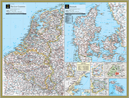 Low Countries and Denmark Wall Map