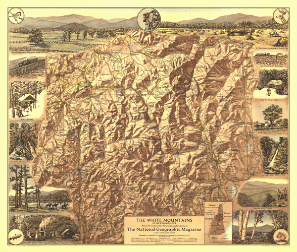 Mountains of New Hampshire Wall Map