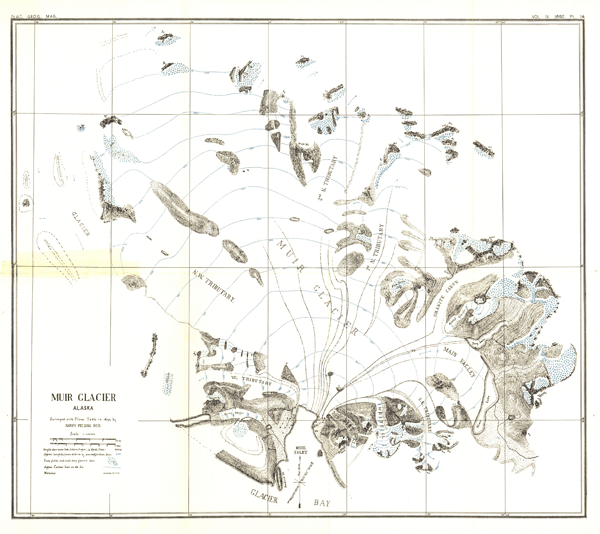 Muir Glacier Alaska Wall Map