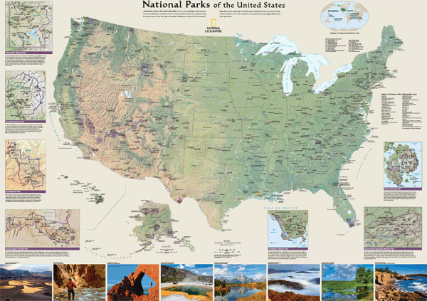 National Parks of The United States Wall Map