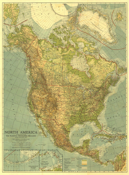 North America 1924 Wall Map