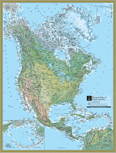 North America Physical Wall Map