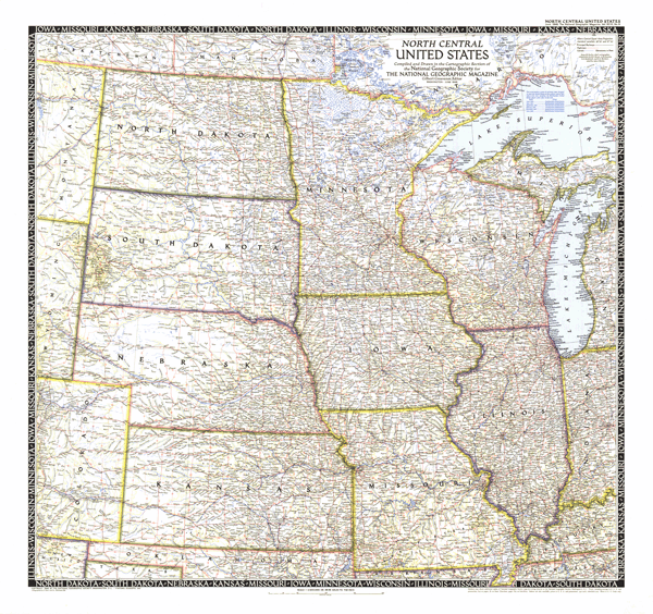 North Central US 1948 Wall Map