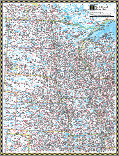 North Central US Wall Map