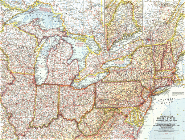 Northeastern US 1959 Wall Map