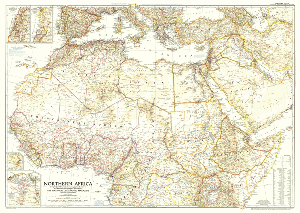 Northern Africa 1954 Wall Map