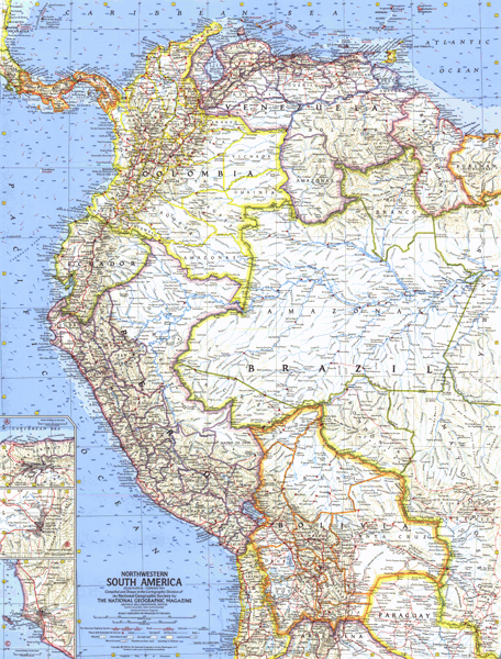 Northwestern South America 1964 Wall Map