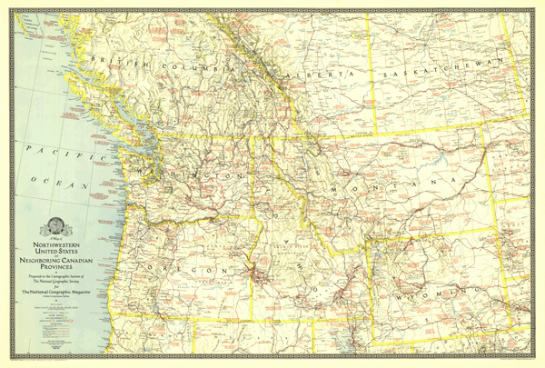 Northwestern US 1941 Wall Map