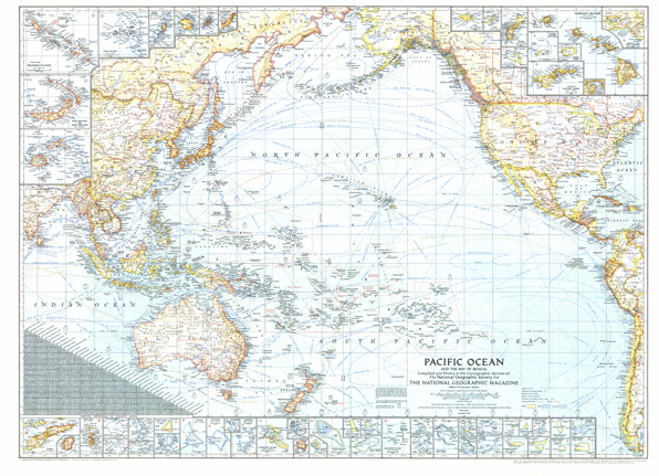 Pacific Ocean 1943 Wall Map