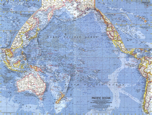 Pacific Ocean 1962 Wall Map