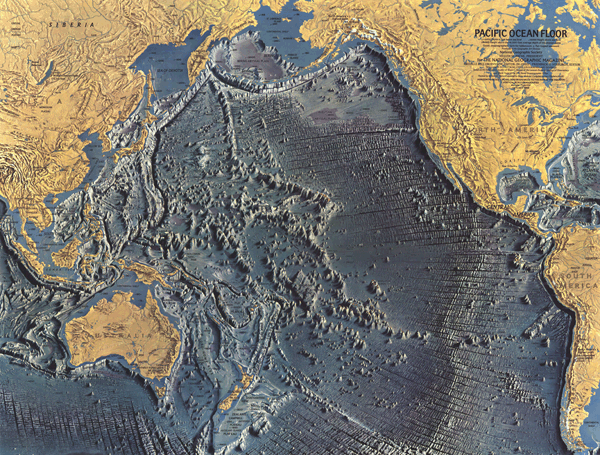 Pacific Ocean Floor 1969 Wall Map